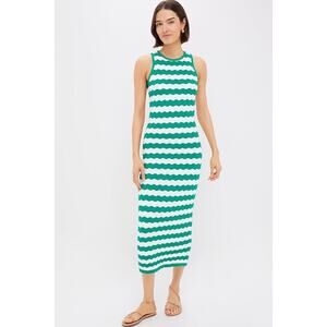 HYACINTH HOUSE Green & White Wavy Knit Stripe Wilder Dress Size XXS NWT